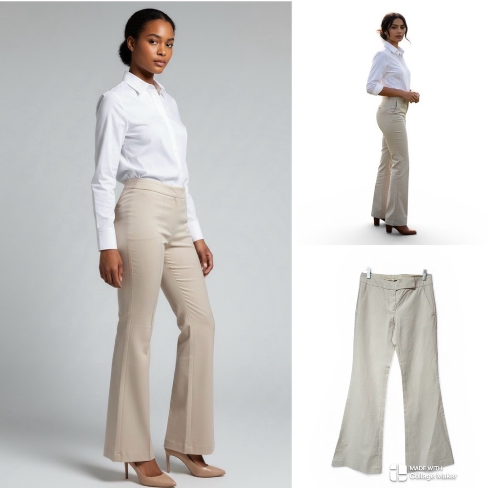 Theory cream pinstripe flare trousers